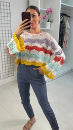 Pennie Loose Fit Long Sleeve Crochet Top