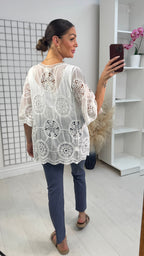 Lissie Tie Front Crochet Detailed Cardigan