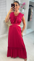 Ivania Lace Detailed Deep V Neck Maxi Dress