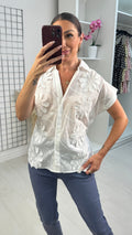 Vivvi Floral Embroidered Lightweight Shirt