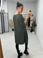Indie Pleated Loose Fit Knitted Necklace Swing Dress