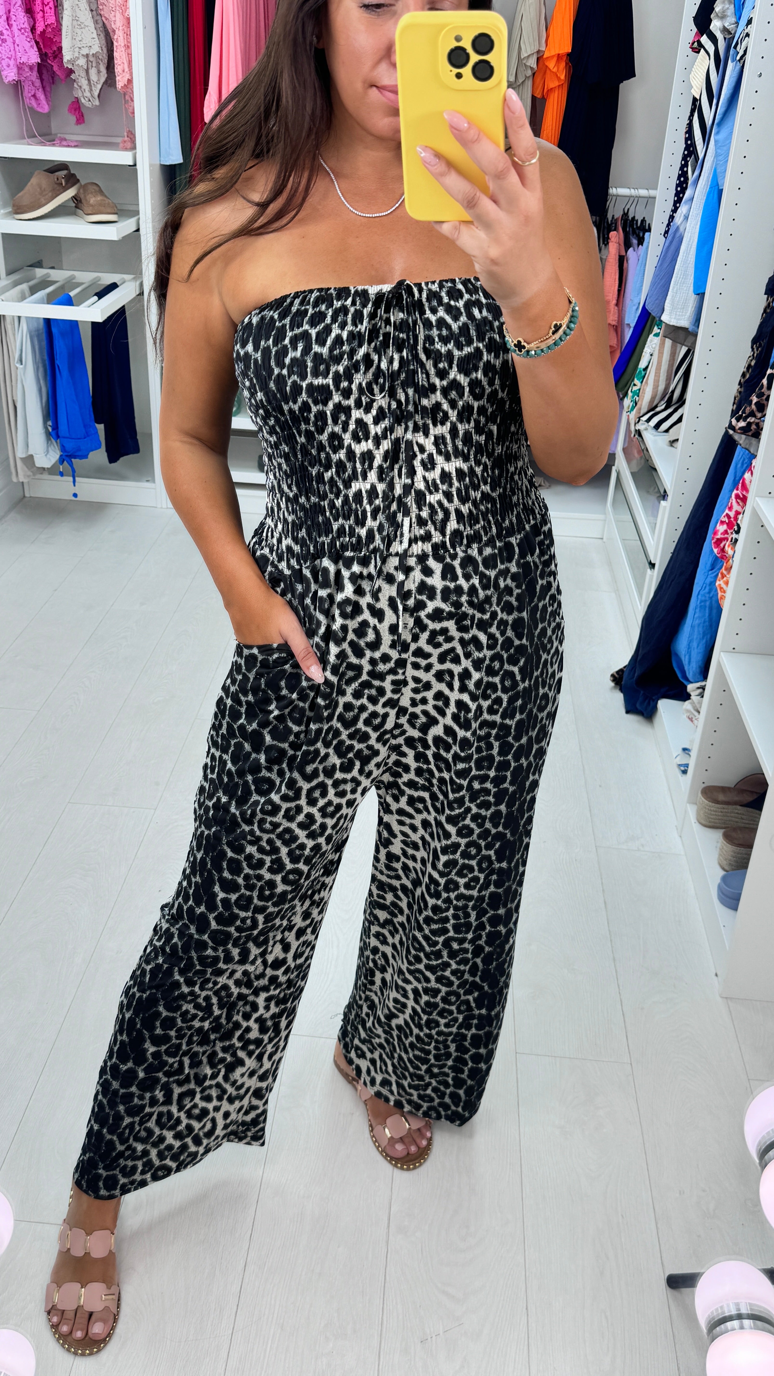 Camille Leopard Print Elasticated Bust Jumpsuit