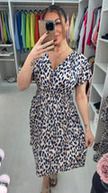 Phoebe Leopard Print Frill Detail Magic Midi Dress