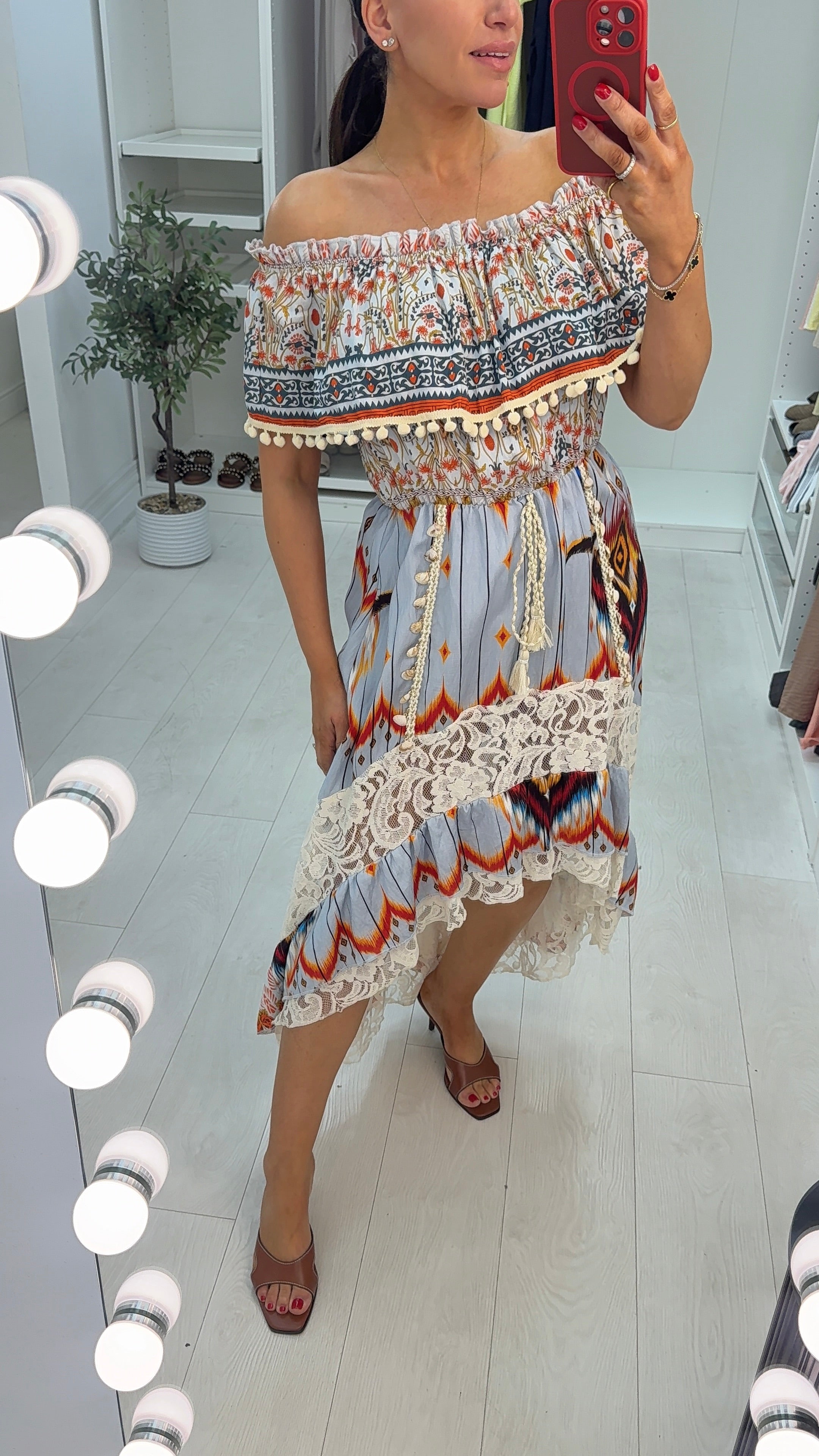 Serena Bohemian Bardot Maxi Dress