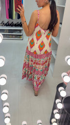 Oakley Boho Print Oversized Tiered Cami Dress