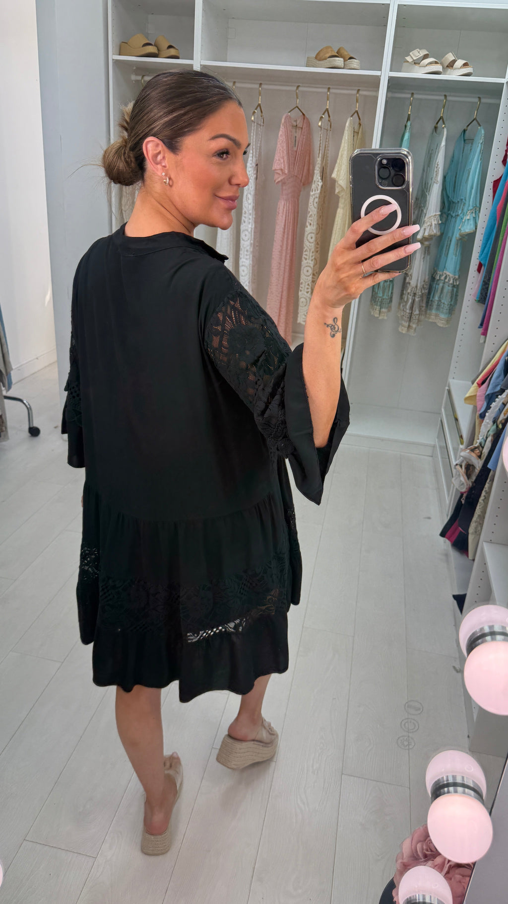 Rebecca Lace Embroidered Detail Smock Dress