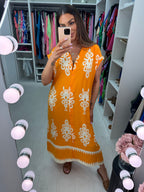 Brielle Mosaic Print Tie Belt Maxi Dress