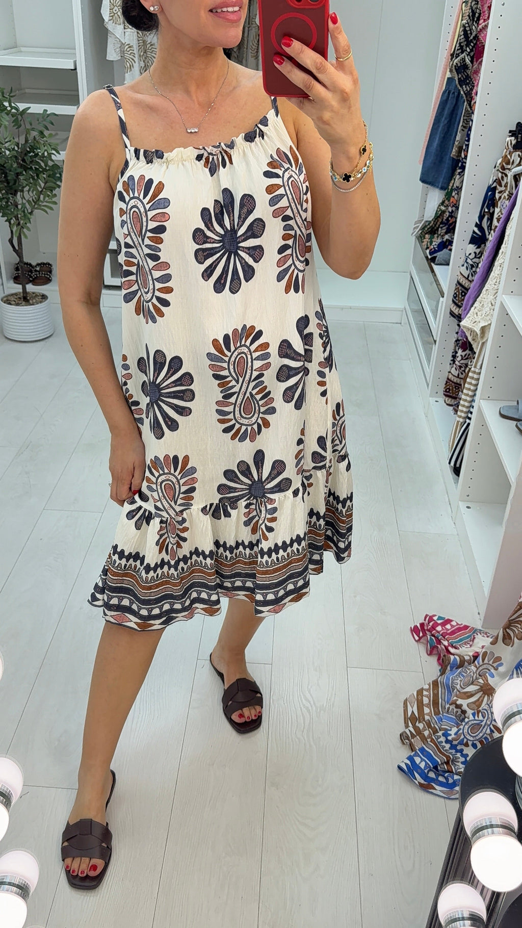 Zafira Paisley Print Strappy Midi Dress
