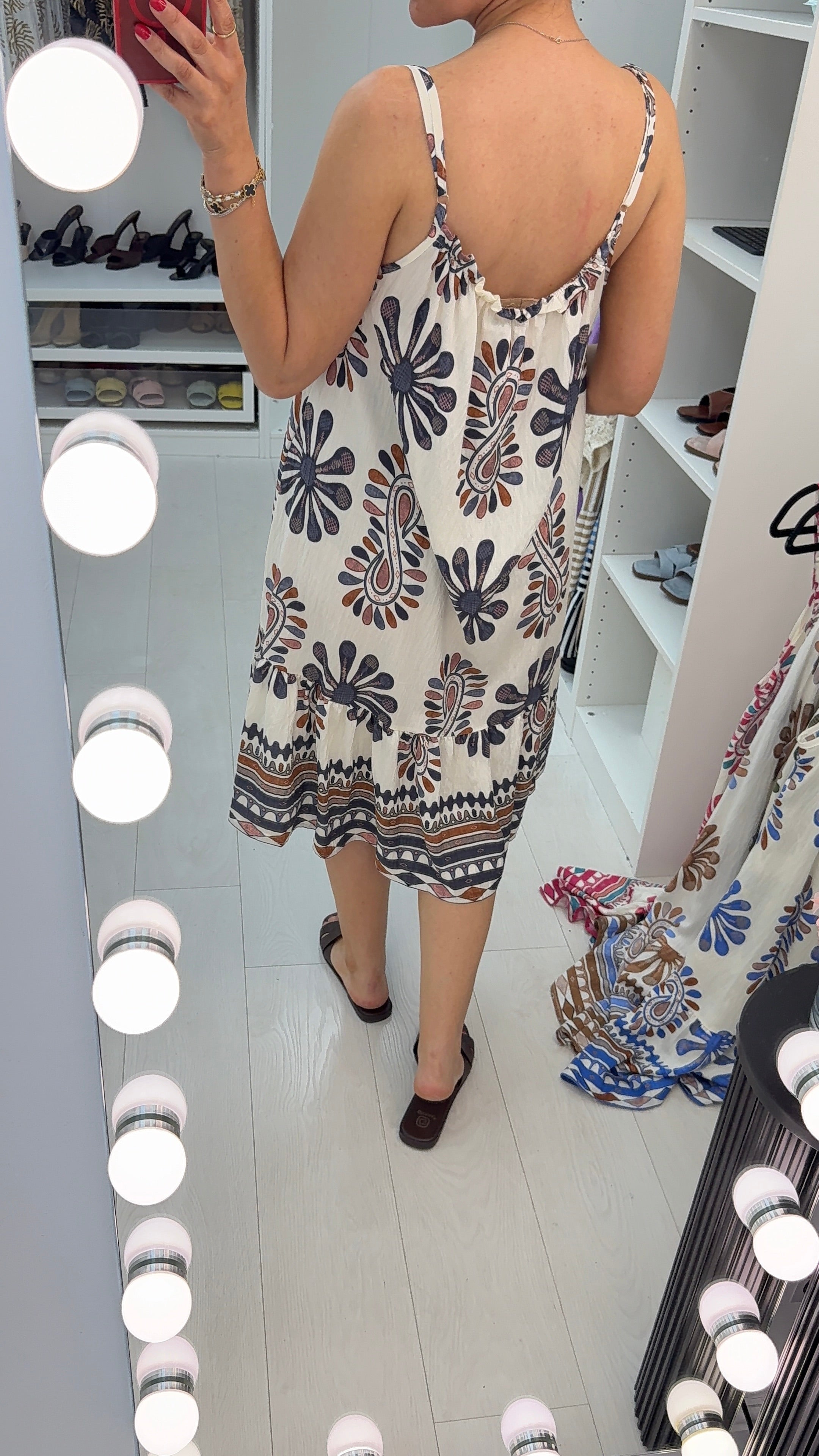 Zafira Paisley Print Strappy Midi Dress