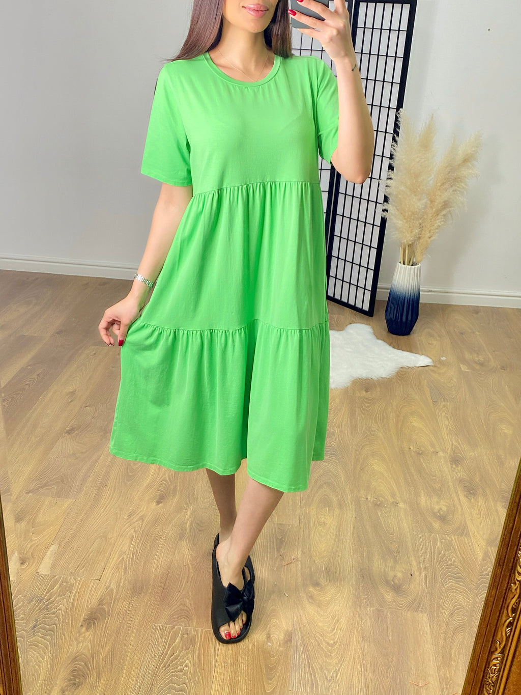 Katey Plain Jersey Tiered Smock T-shirt Dress