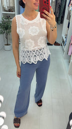 Mindy Floral Crochet Detailed Sleeveless Top