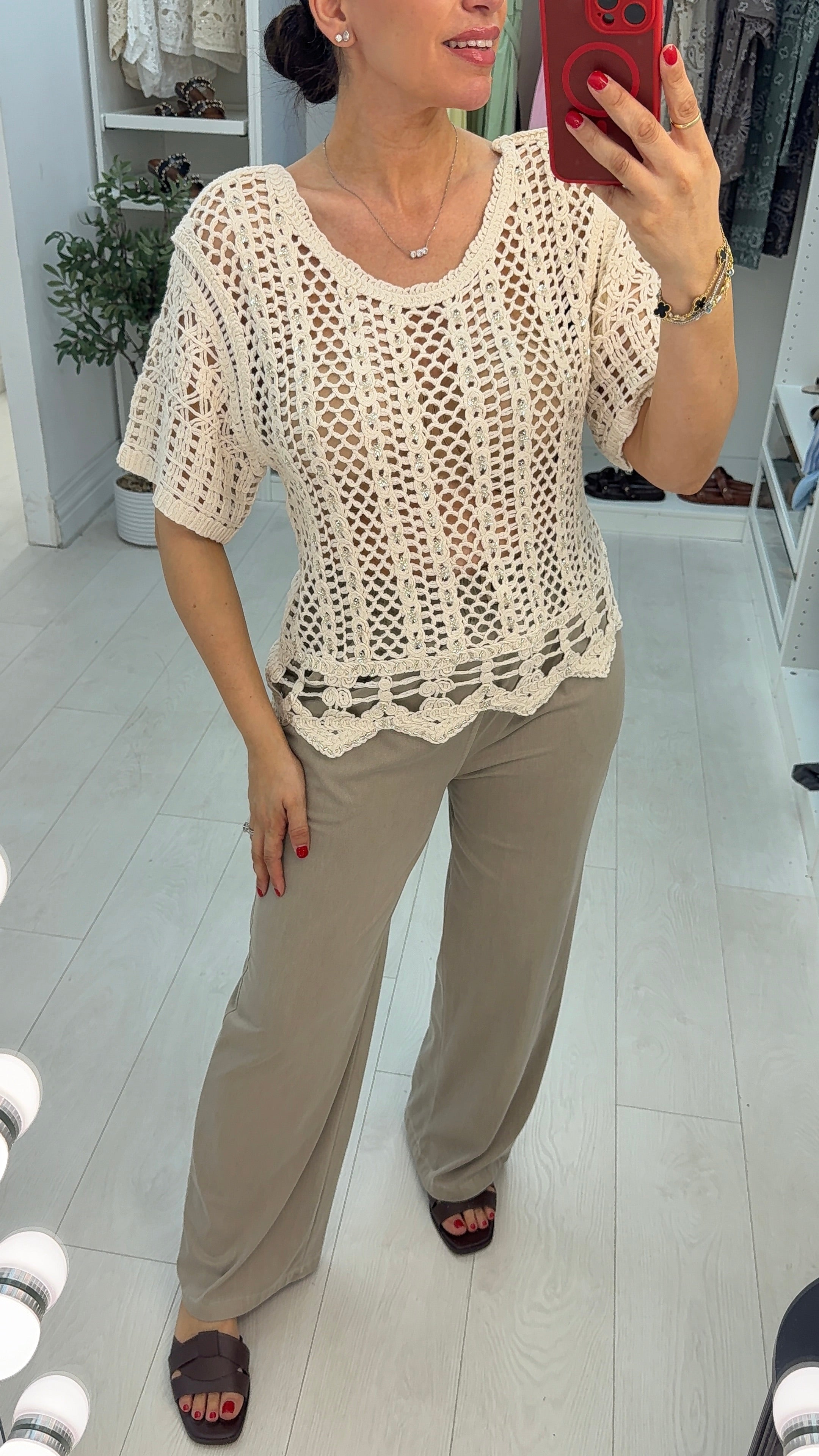 Sylvie Embellished Crochet Top