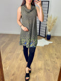Zaylee Ring Button Cowl Neck Dress