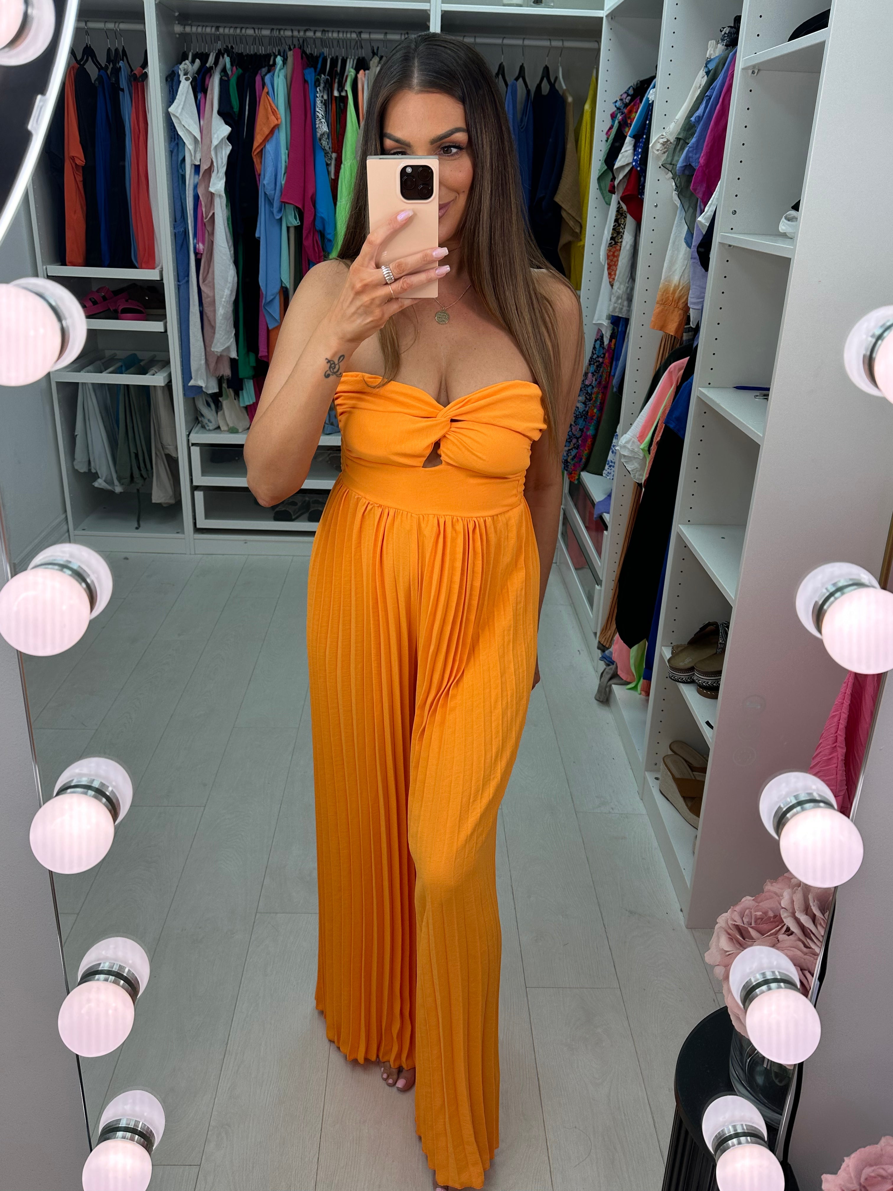 Agostina Pleated Jumpsuit With Padded Bust