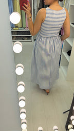 Nadalia Striped Shirred Bust Poplin Dress