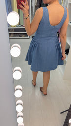 Keeva Embellished Button Front Denim Midi Dress