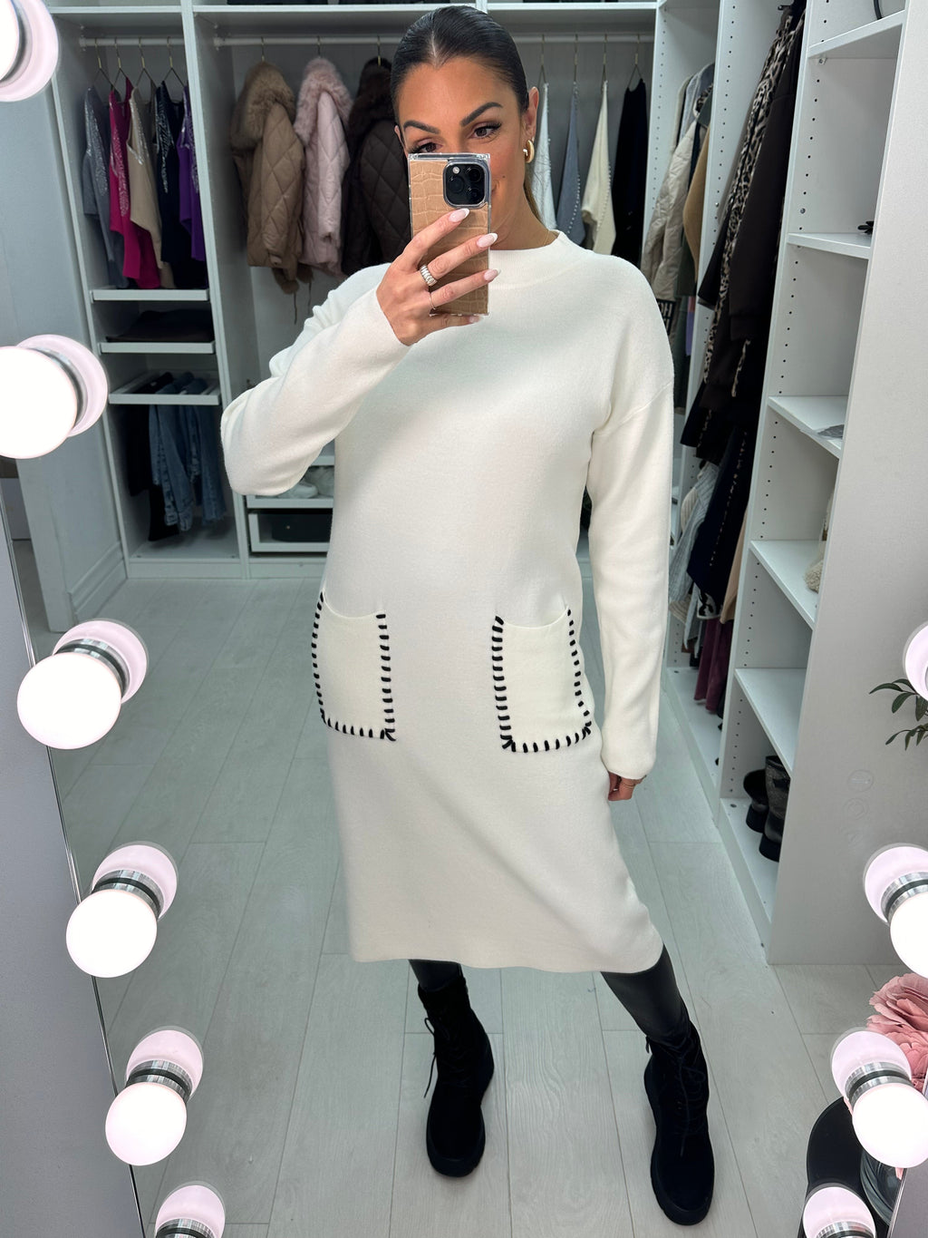 Lucy Pocket Detailed Knit Jumper Dress