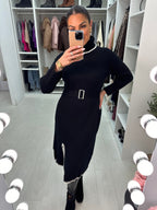 Celeste Stitch Detail Belted Jumper Dress