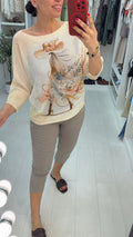 Cindi Floral Lady Print Batwing Top