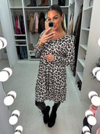 Finlee Leopard Print Knitted Smock Dress