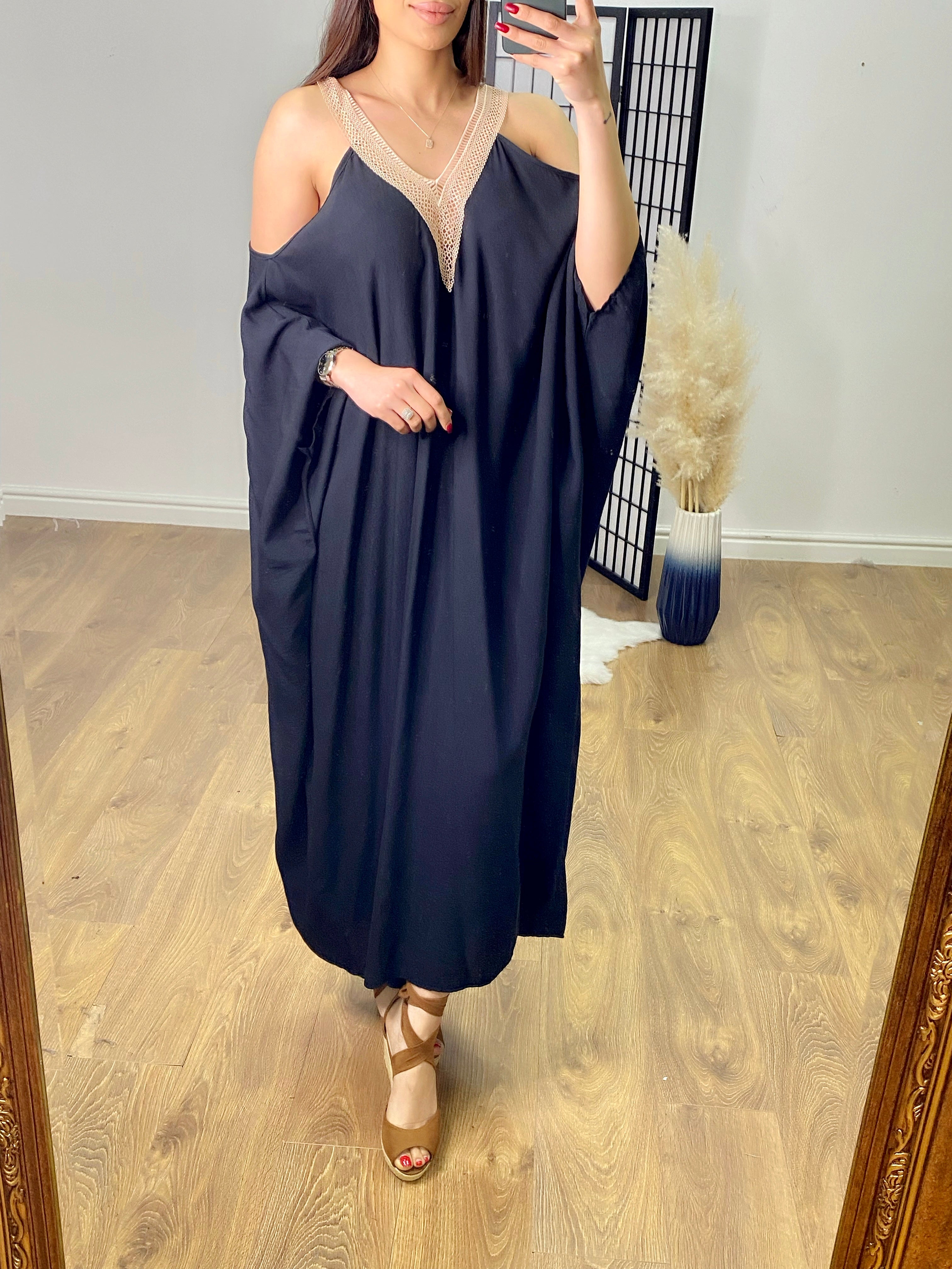 Knowles Cold Shoulder Batwing Kaftan Dress