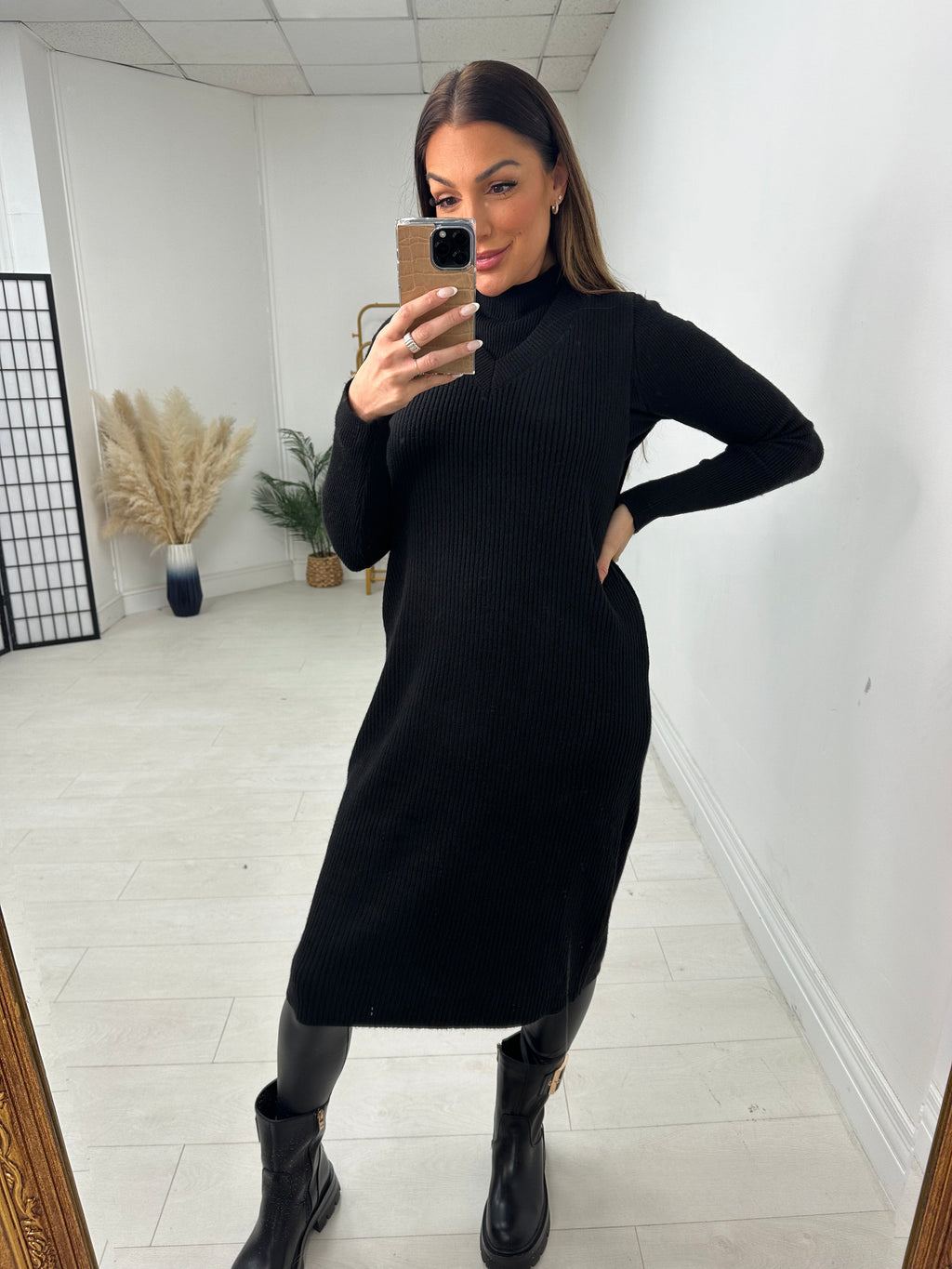 Evelina Plain Ribbed 2 Piece Dress Co-Ord Set