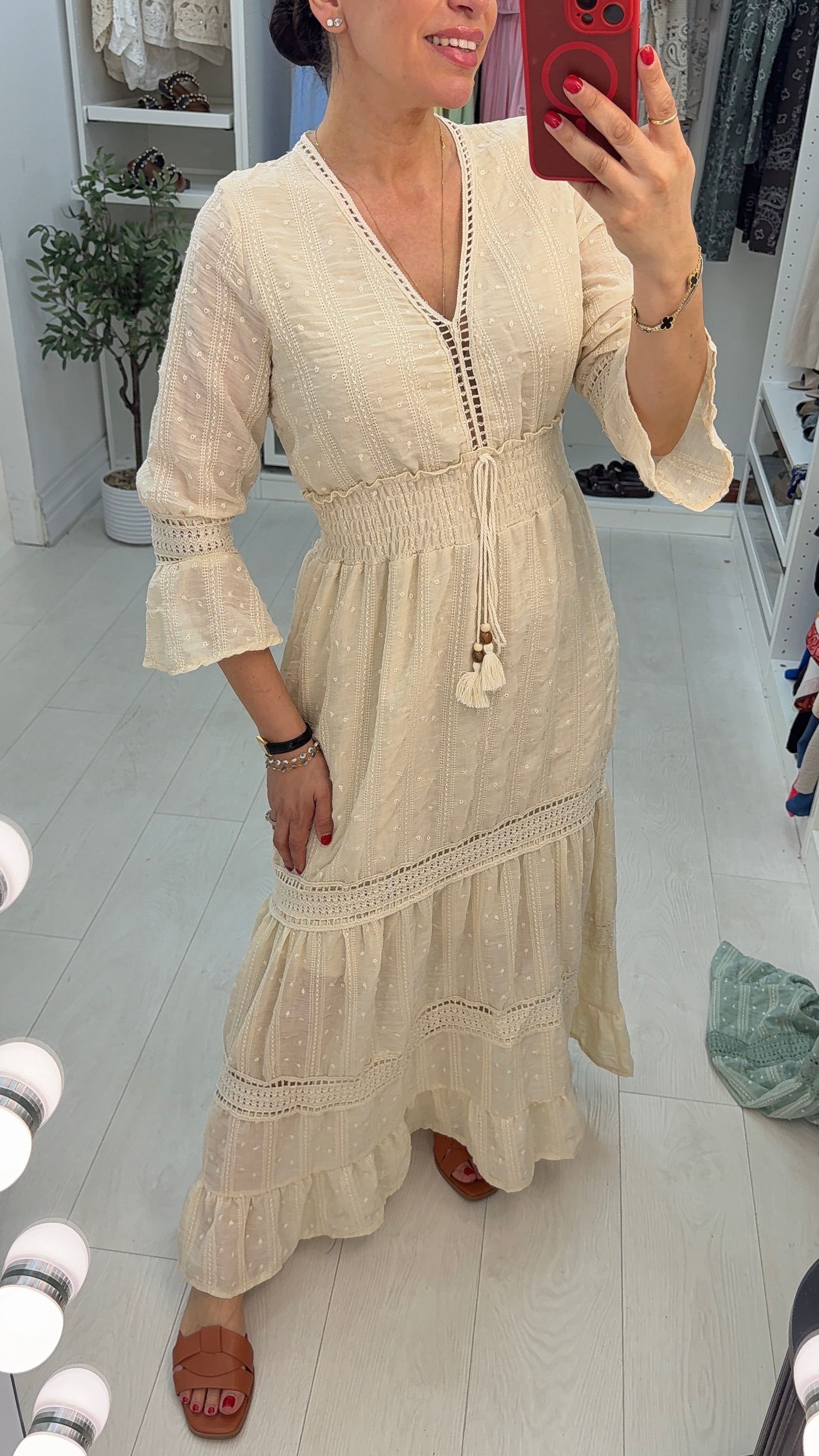 Luni Embroided V Neck Maxi Dress