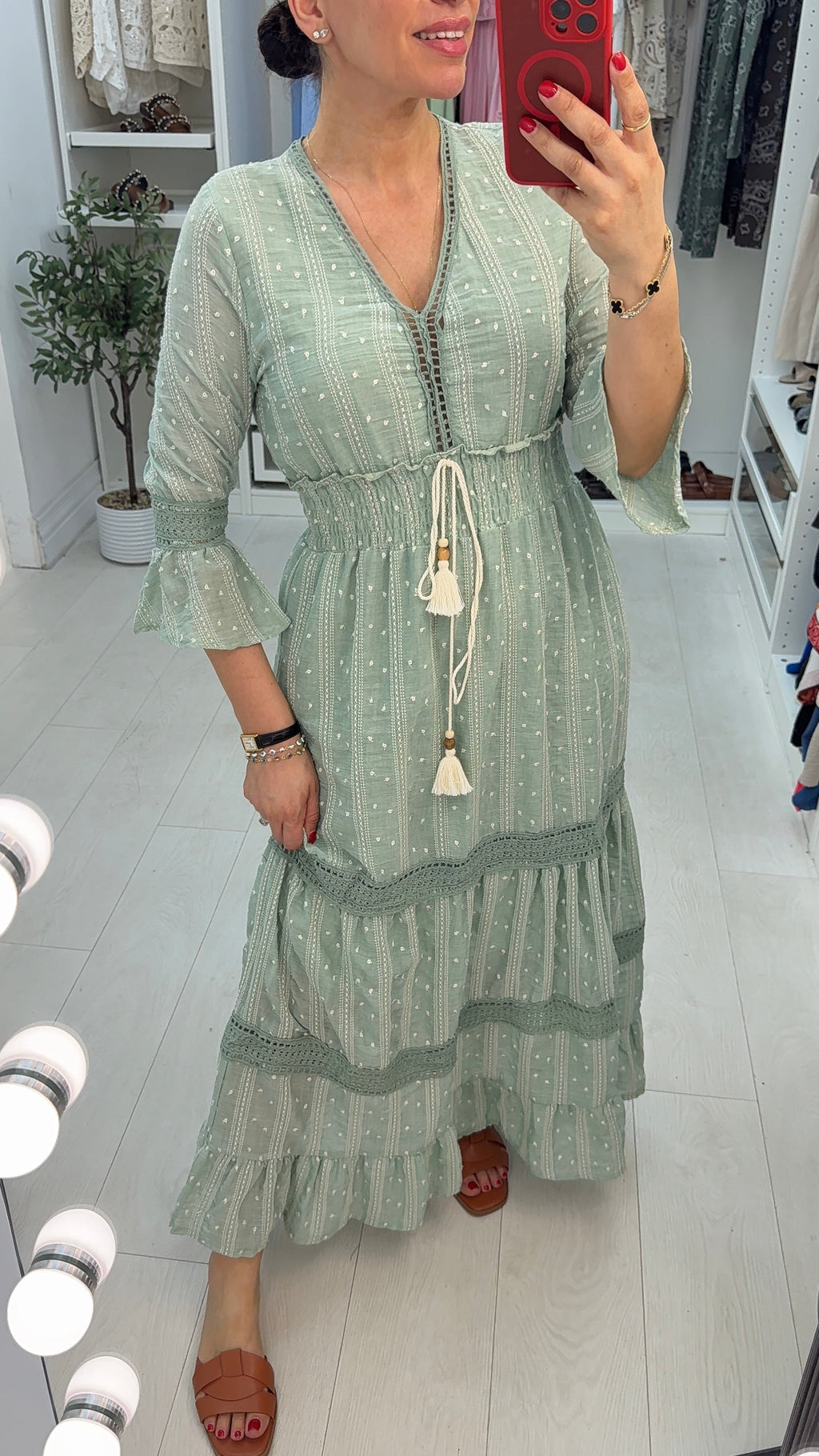 Luni Embroided V Neck Maxi Dress