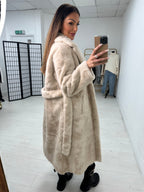 Michelle Faux Fur Belted Long Coat