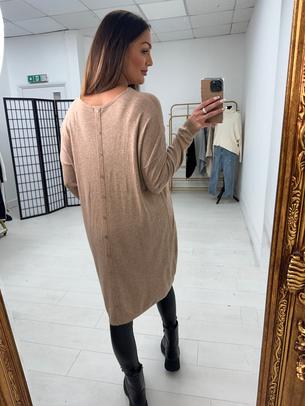 Ottie Plain Button Back Jumper Dress