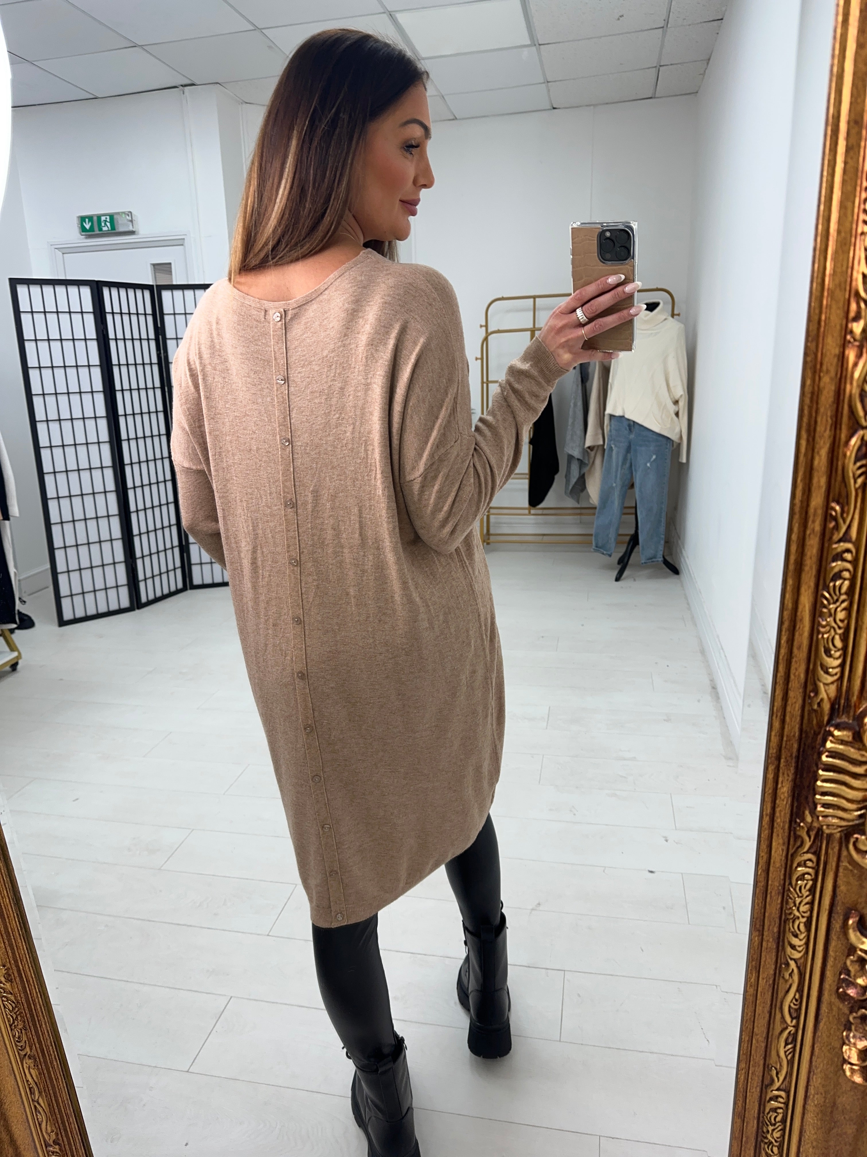 Ottie Plain Button Back Jumper Dress