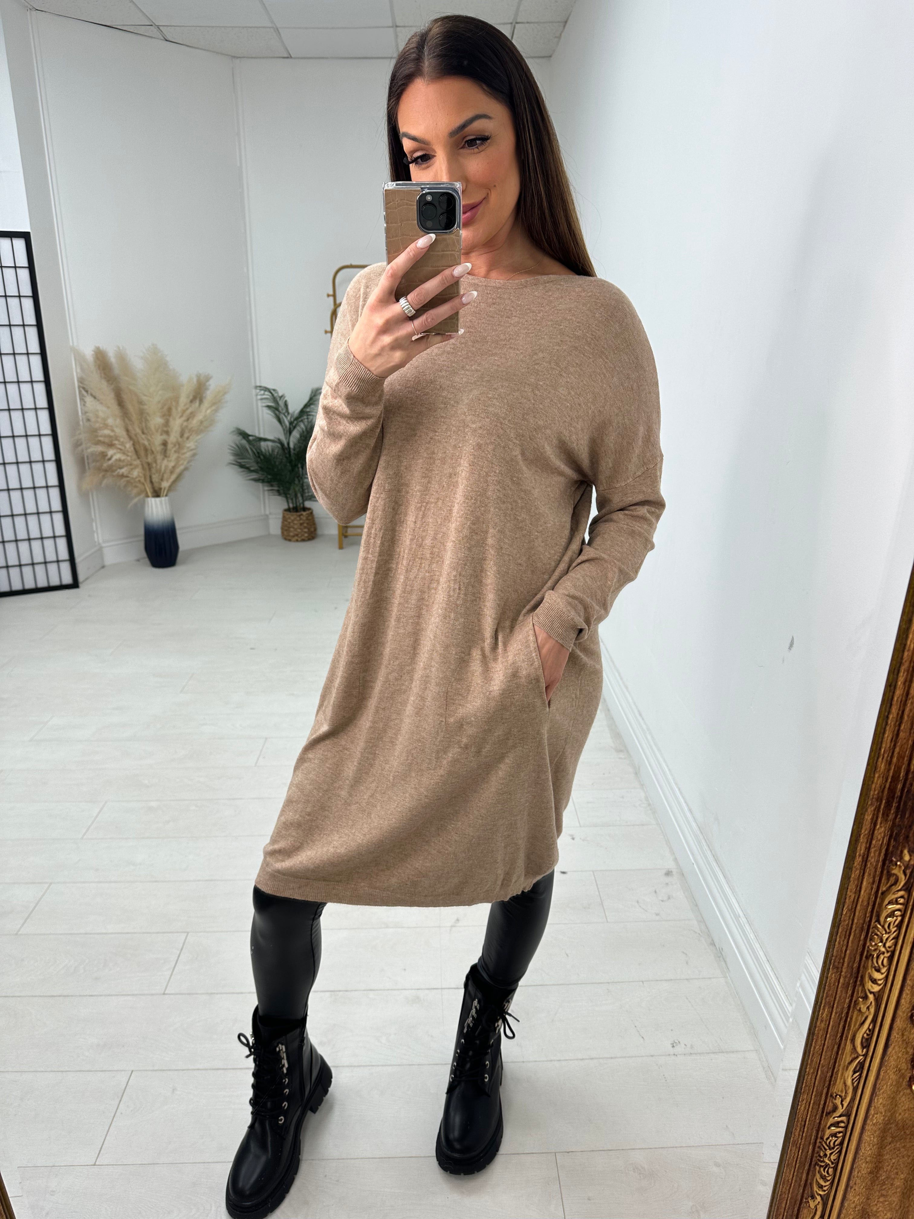 Ottie Plain Button Back Jumper Dress