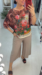 Della Rose Print Batwing Top