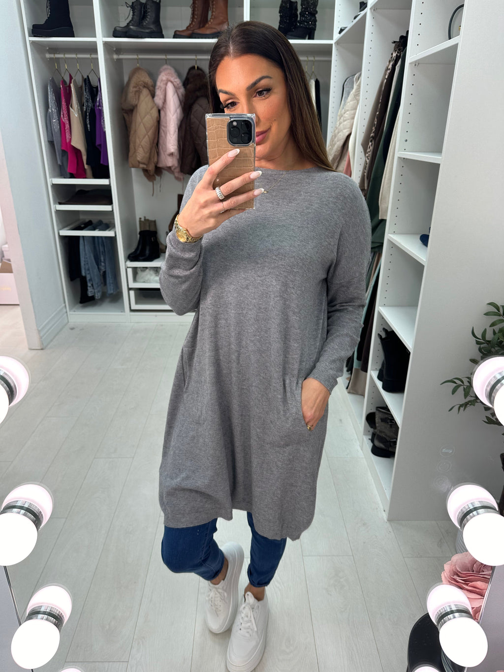 Ottie Plain Button Back Jumper Dress