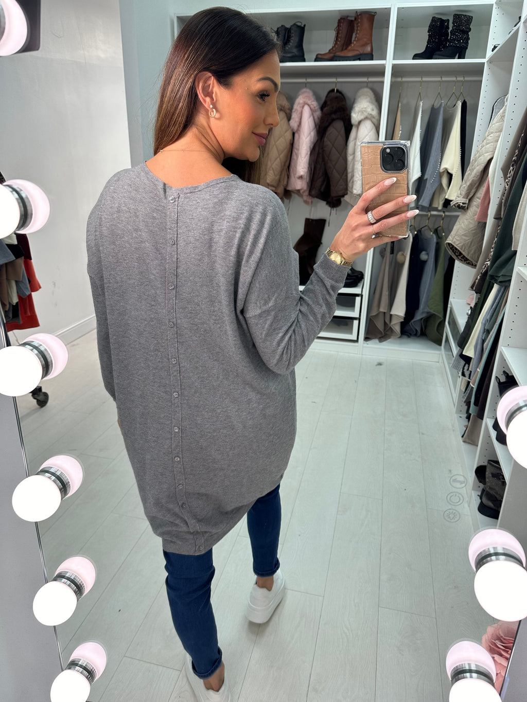 Ottie Plain Button Back Jumper Dress