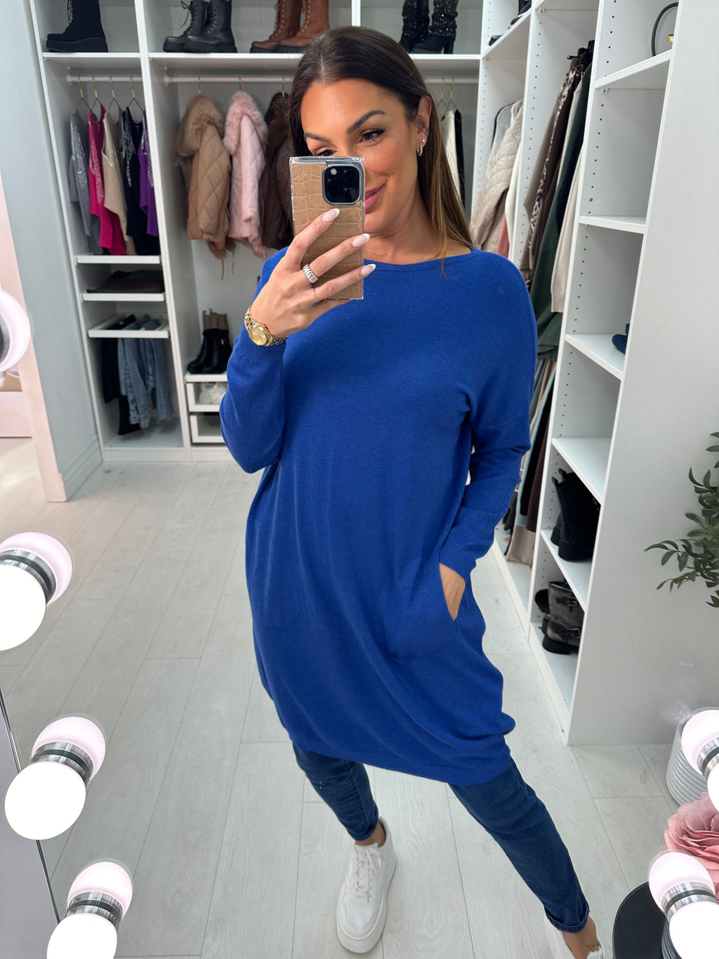 Ottie Plain Button Back Jumper Dress