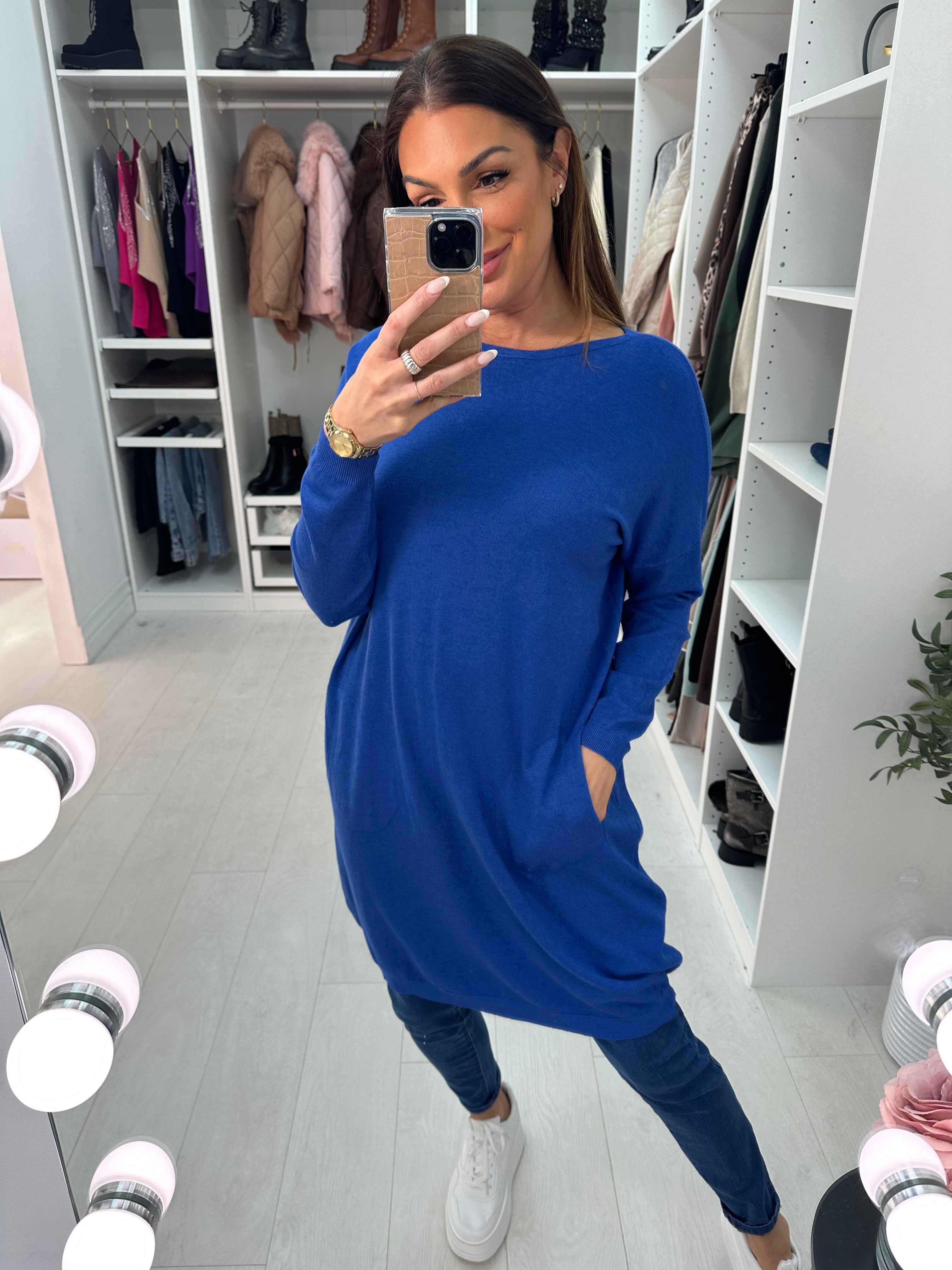 Ottie Plain Button Back Jumper Dress