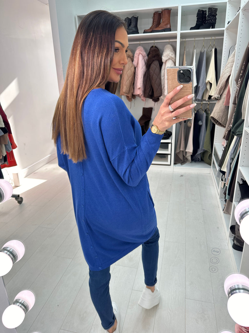 Ottie Plain Button Back Jumper Dress