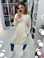 Ottie Plain Button Back Jumper Dress