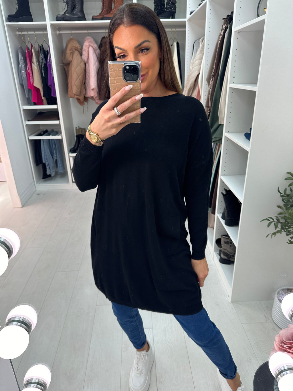 Ottie Plain Button Back Jumper Dress