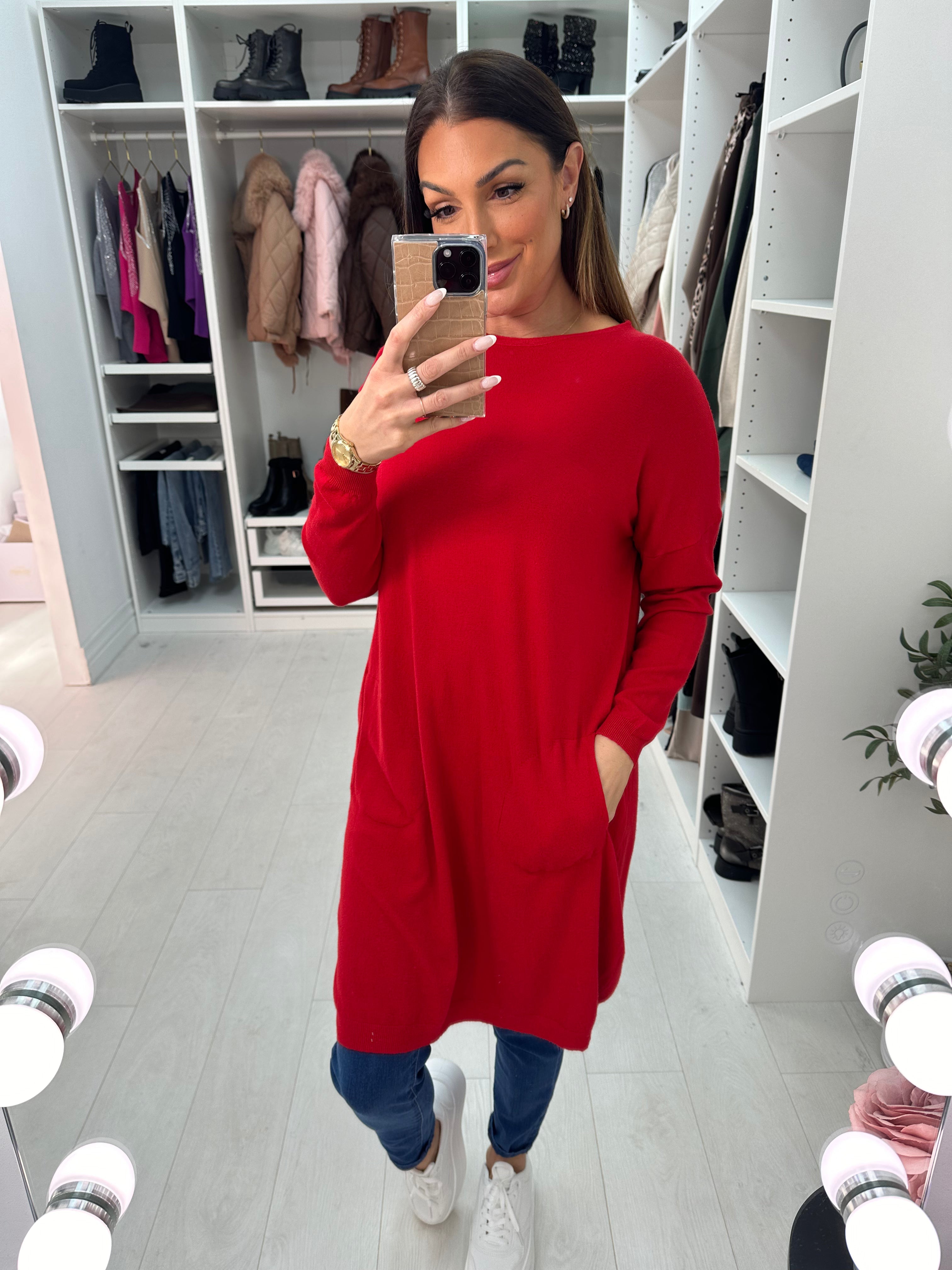 Ottie Plain Button Back Jumper Dress
