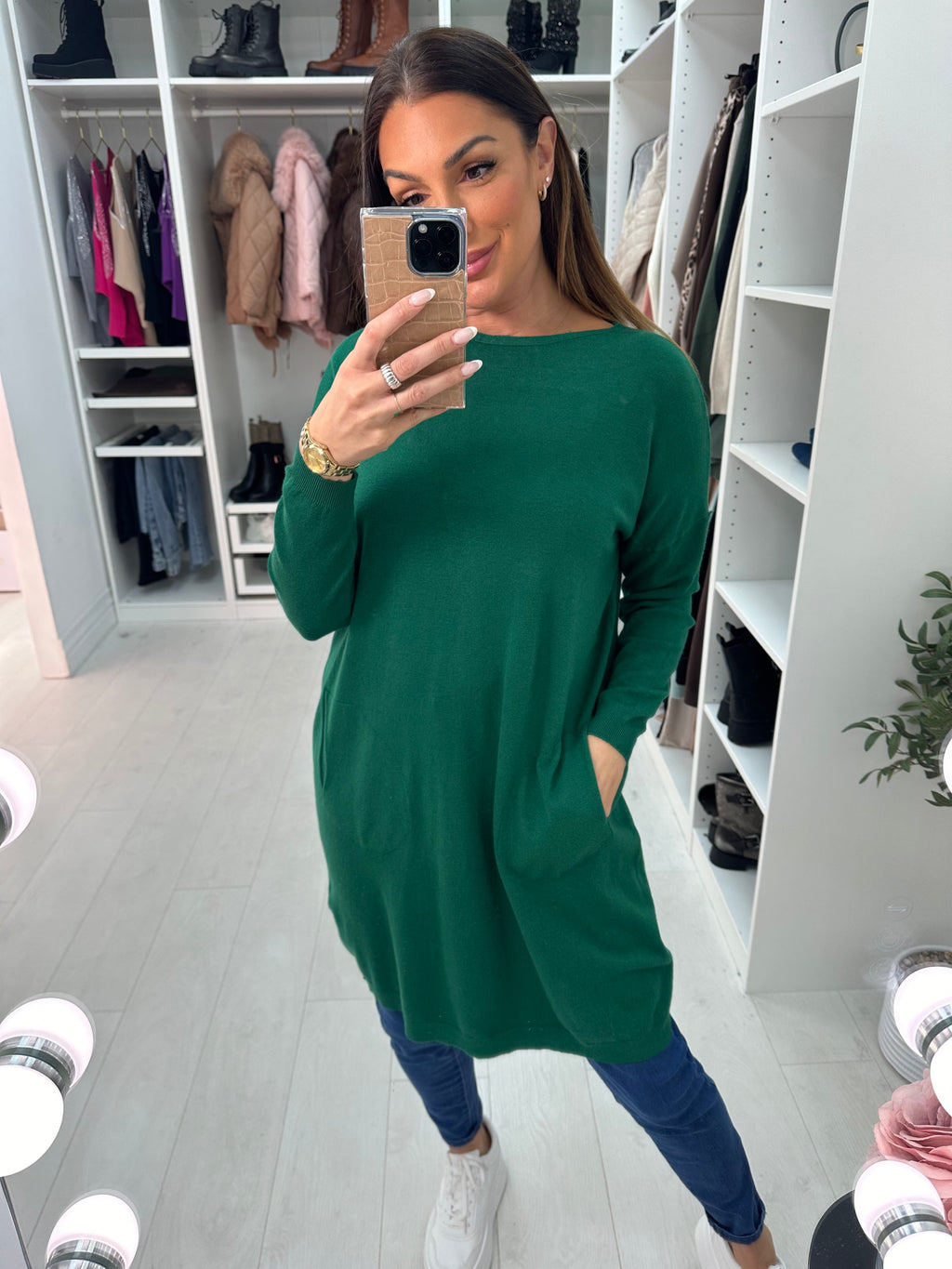 Ottie Plain Button Back Jumper Dress