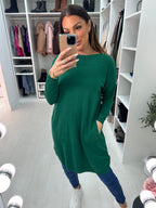 Ottie Plain Button Back Jumper Dress
