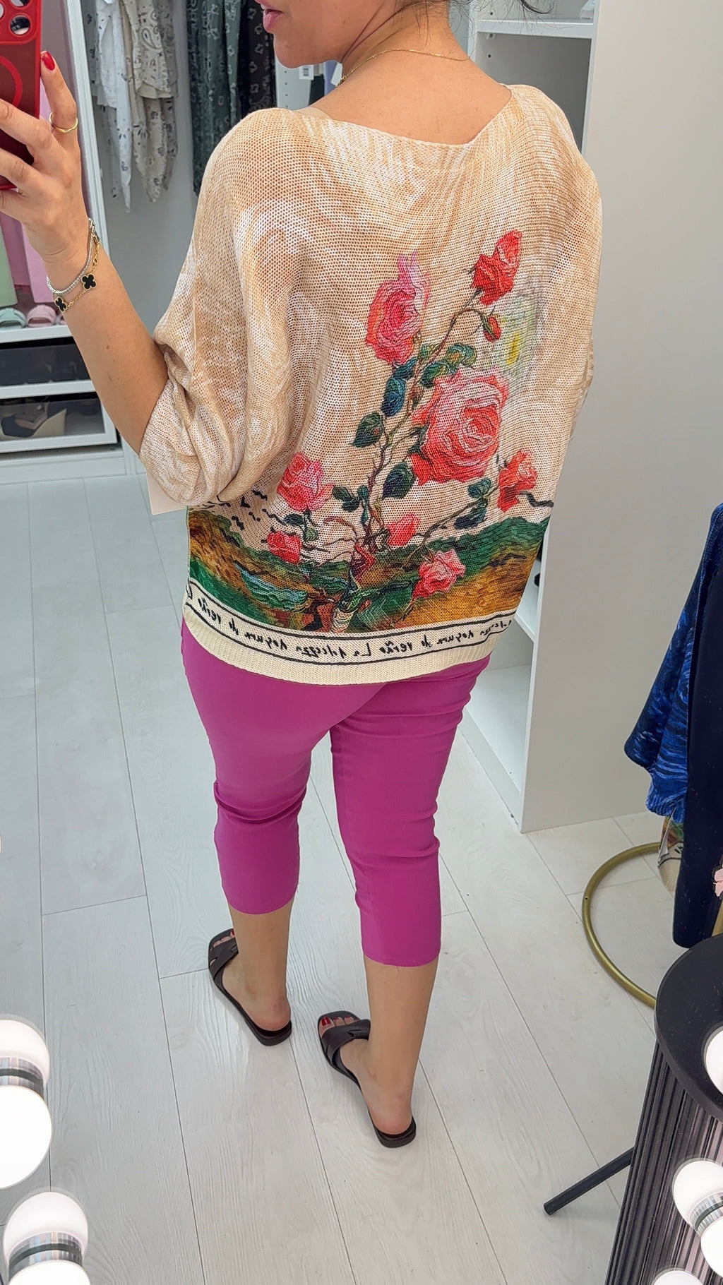 Della Rose Print Batwing Top