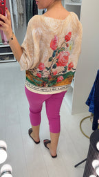 Della Rose Print Batwing Top