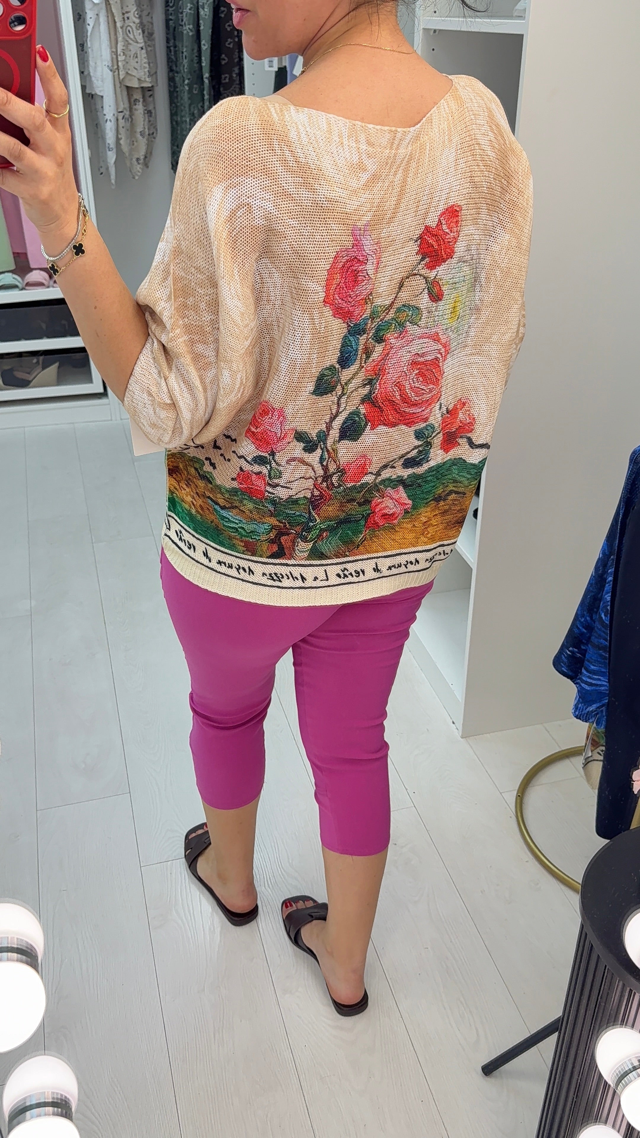 Della Rose Print Batwing Top