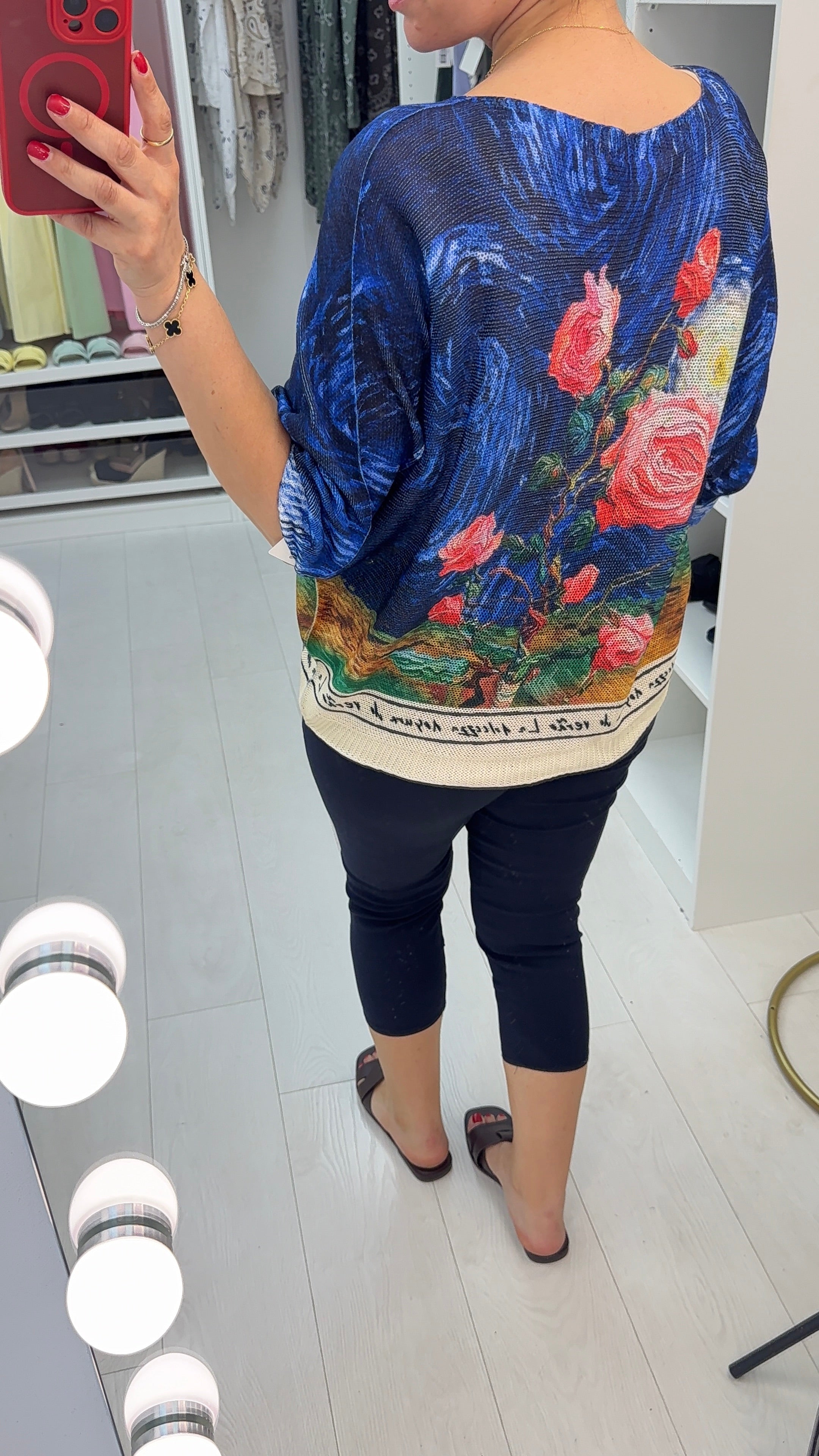 Della Rose Print Batwing Top