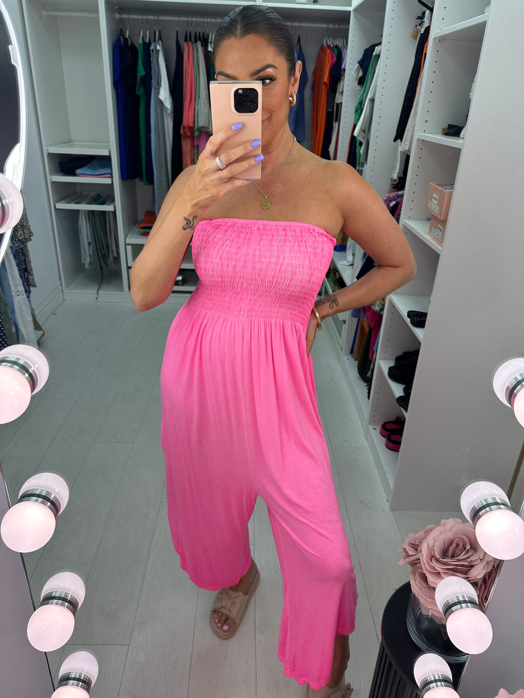 Maxiney Neon Ruched Drape Elasticated Jumpsuit