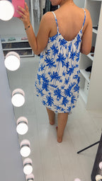Carol Palm Tree Print Loose Fit Strappy Dress