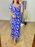 Alicante Elasticated Bust Floral & Feather Print Dress